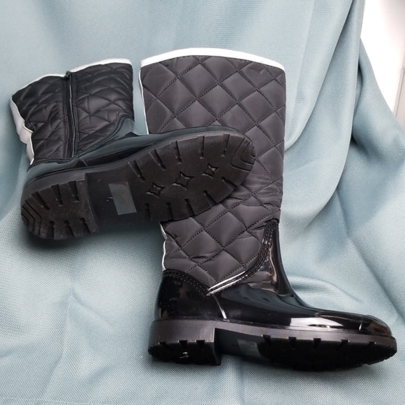 Weeboo black quilted rain boots zipper - Picture 5 of 8